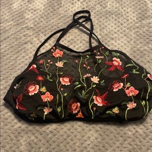 Embroidered bikini top